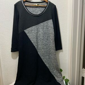 Noppies Dress Women's Sz L Maternity 3/4  Sleeve Gray Black